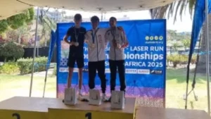 عمر زيدان يحرز الميدالية الذهبية في بطولة العالم لليزر رن بجنوب أفريقيا